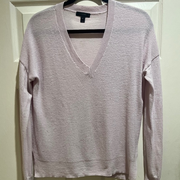J Crew pink v neck crew sweater - Picture 1 of 5